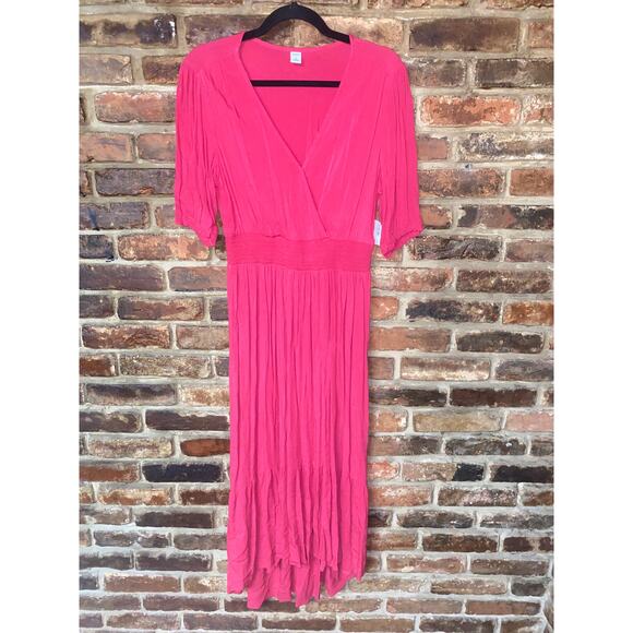 NWT Old Navy Pink Short Sleeve Empire Waist Surplice Maxi Dress Women's Small - Picture 1 of 7